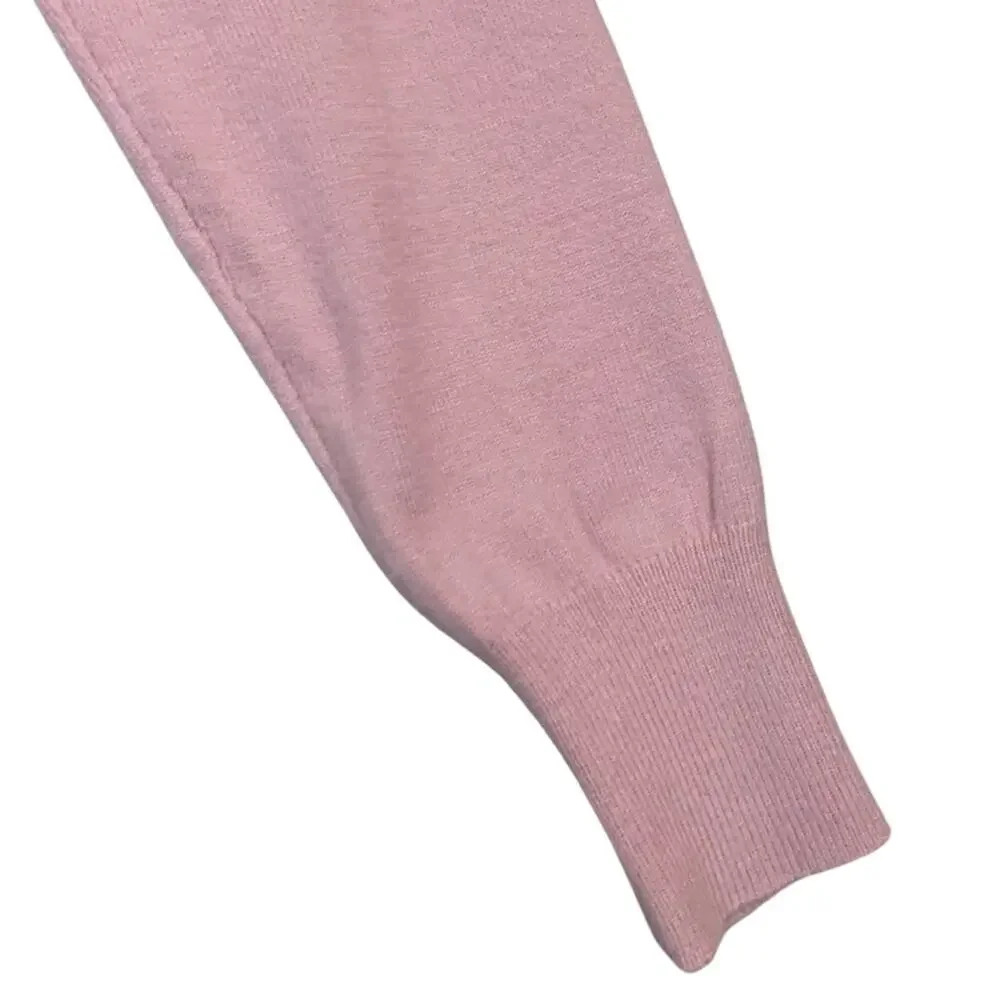 2/$30 Soft Pink Blush VNeck Long Sleeve Sweater Feminine Preppy 90s Minimalism - Picture 4 of 9